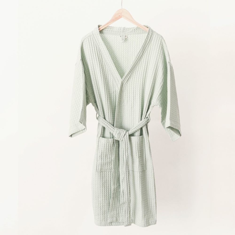 NEW Bathen Mint Green Waffle Knit Robe